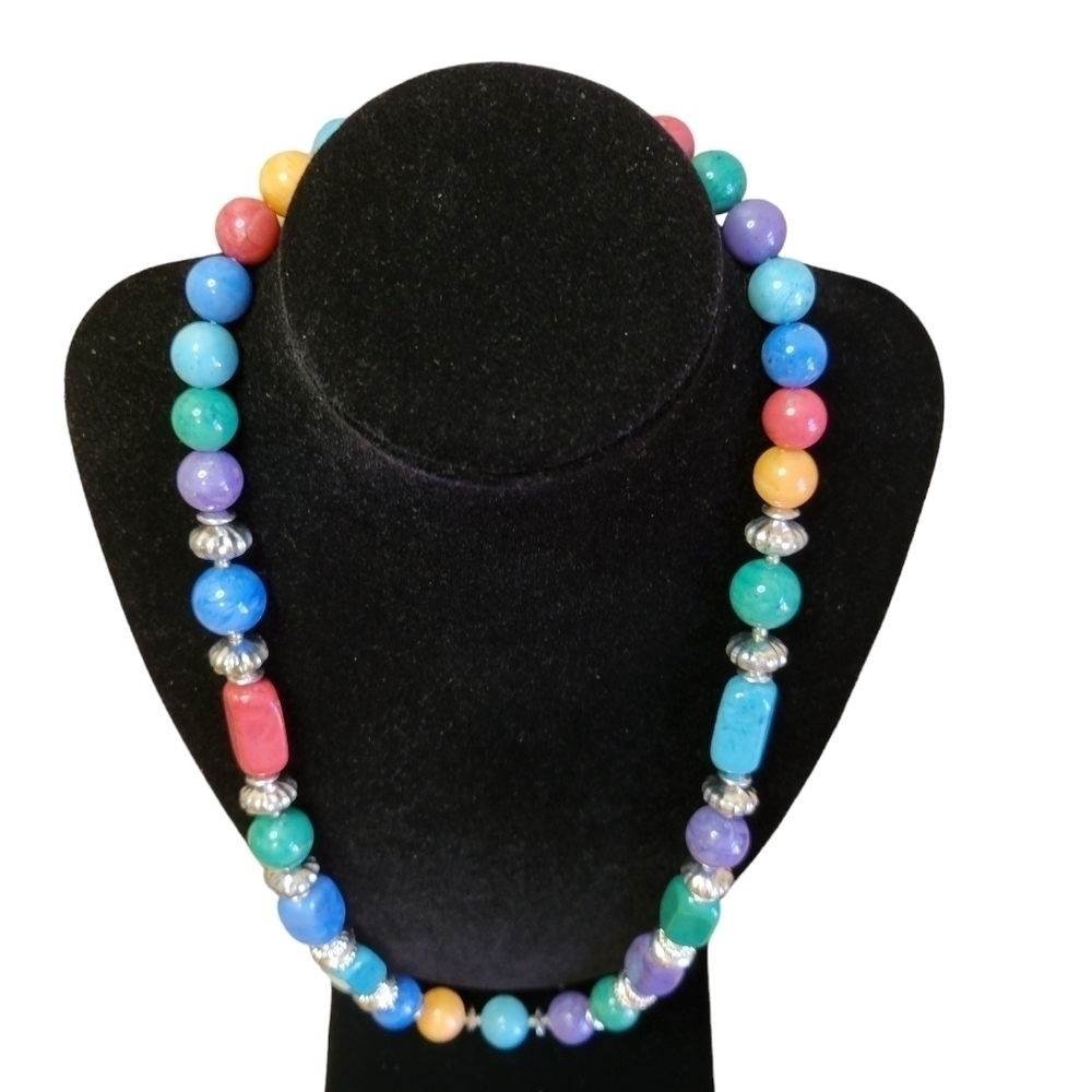 80's Pastel Beads with Silver